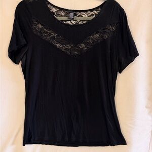 Torrid Black Lace Accent Short Sleeve Top